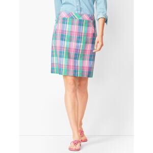 Talbots Madras Pastel Plaid Linen Cotton Blend Skirt // 2